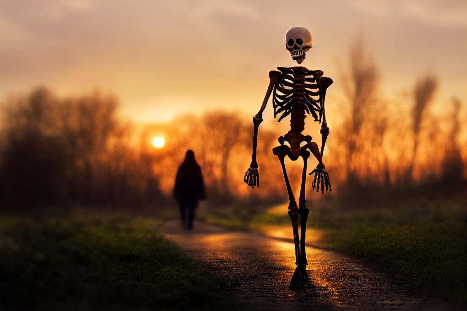 A Walking Skeleton at dusk